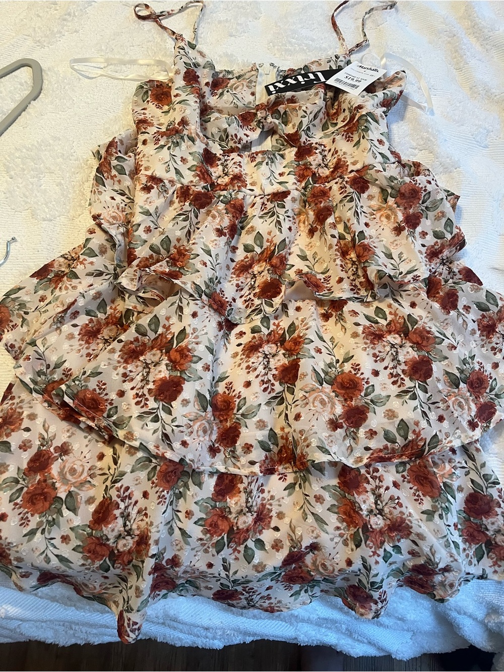 Trixxi Cream & Red Floral Mini Dress Size L